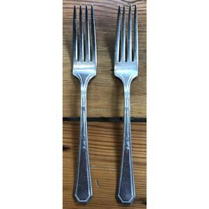 Set Pair 2 Vtg Antique Victorian Rogers Son AA Silverplate IS Dinner Forks 7.5"
